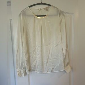 EUC MICHAEL Michael Kors Women’s Long Sleeve Blouse With Gold Collar